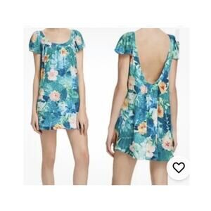 Show me your MUMU Keahi Mini dress,  small; Open back; flutter sleeves, hawaiian